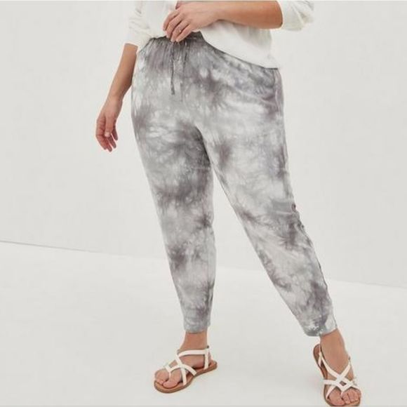 TORRID‎ Relaxed Fit Jogger Stretch Challis Mid-Rise Pants Tie Dye Grey 2x 18-20 - Picture 4 of 10